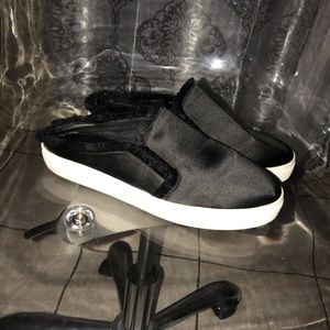 Black Fringe Mule backless Shoes